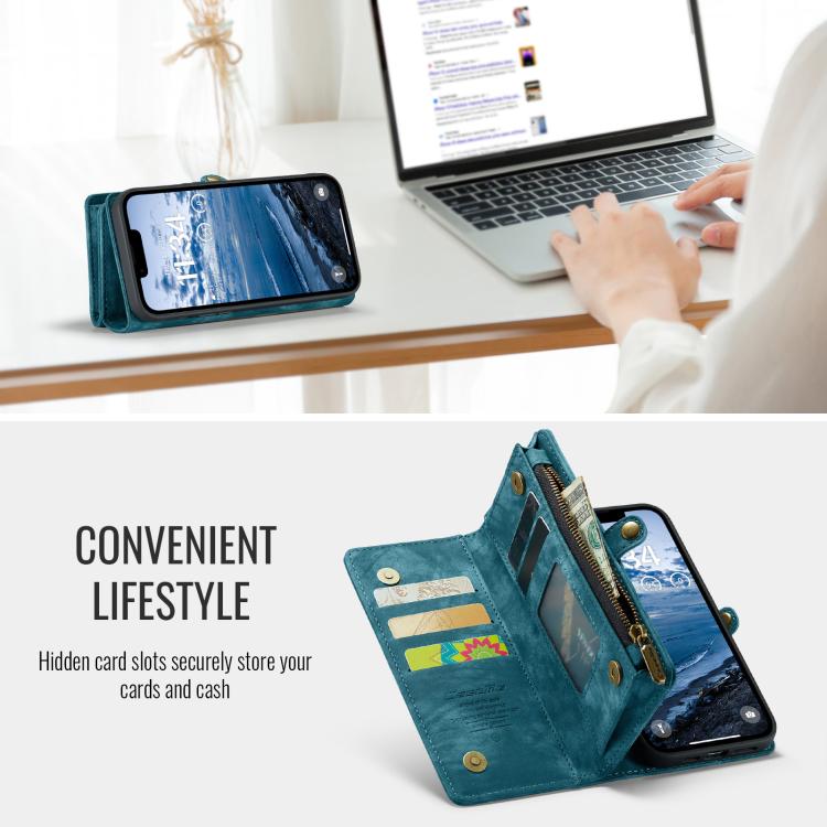 For iPhone 16e CaseMe 008 Detachable Multifunctional Leather Phone Case(Blue) by CaseMe