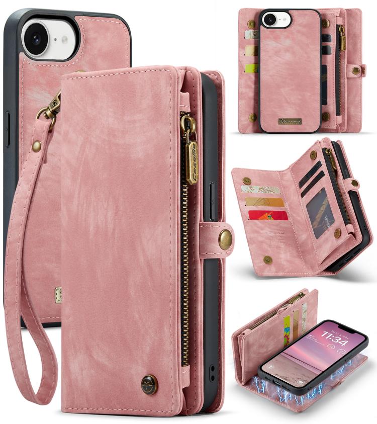 For iPhone 16e CaseMe 008 Detachable Multifunctional Leather Phone Case(Pink) by CaseMe