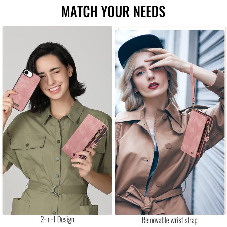 For iPhone 16e CaseMe 008 Detachable Multifunctional Leather Phone Case(Pink) by CaseMe