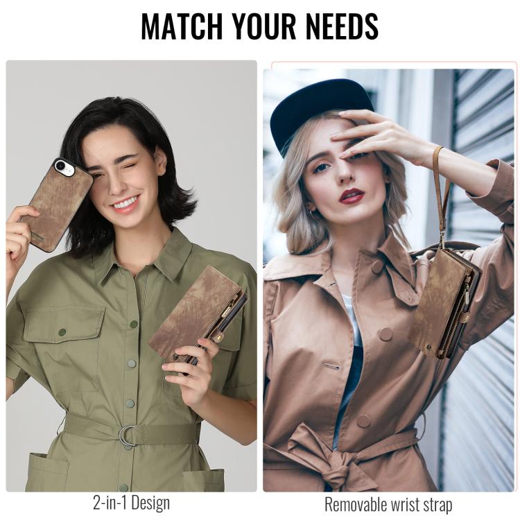 For iPhone 16e CaseMe 008 Detachable Multifunctional Leather Phone Case(Brown) by CaseMe