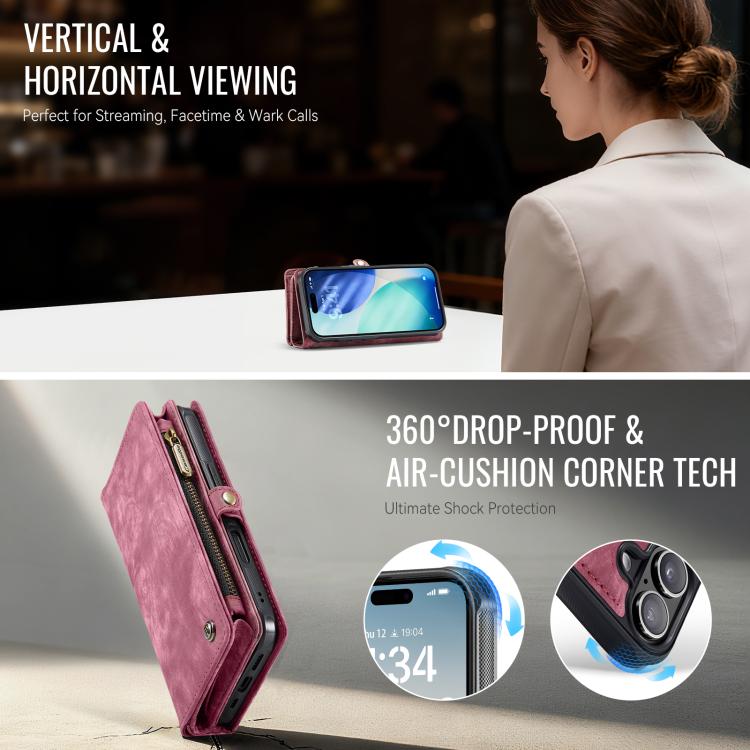 For iPhone 17 CaseMe 008 Detachable Multifunctional Leather Phone Case(Red) by CaseMe