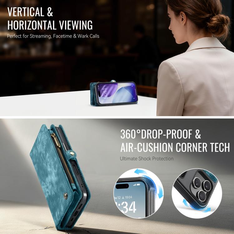 For iPhone 17 Pro CaseMe 008 Detachable Multifunctional Leather Phone Case(Blue) by CaseMe