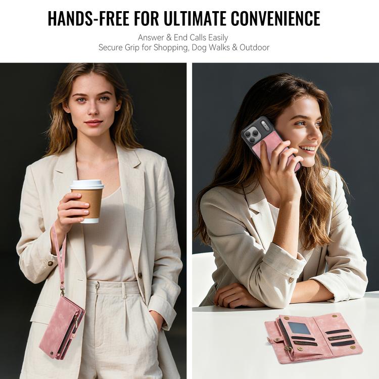 For iPhone 17 Pro Max CaseMe 008 Detachable Multifunctional Leather Phone Case(Pink) by CaseMe