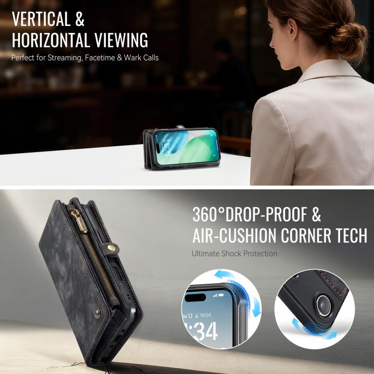 For iPhone Air CaseMe 008 Detachable Multifunctional Leather Phone Case(Black) by CaseMe