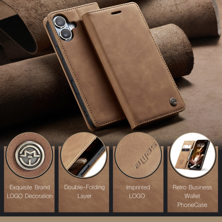 For iPhone 16 Plus CaseMe 013 Multifunctional Horizontal Flip Leather Phone Case(Brown) by CaseMe
