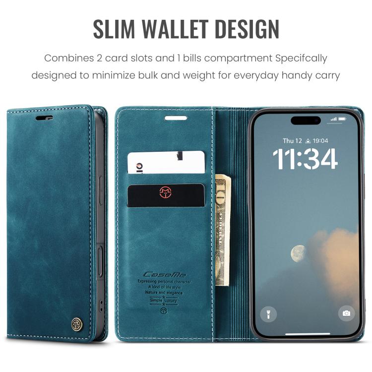 For iPhone 16 Plus CaseMe 013 Multifunctional Horizontal Flip Leather Phone Case(Blue) by CaseMe