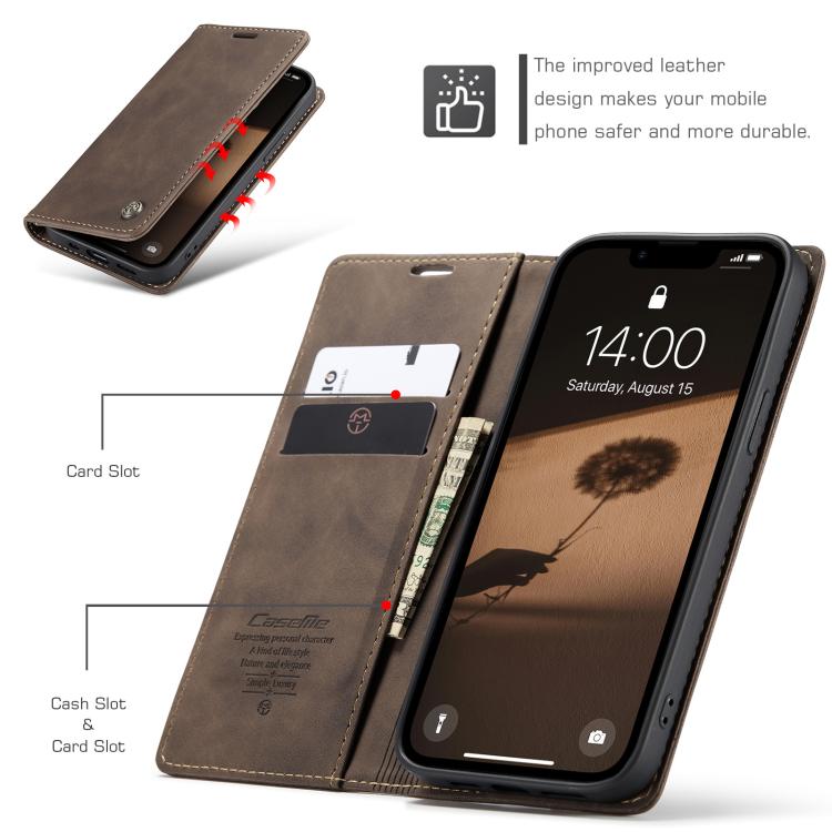 For iPhone 16e CaseMe 013 Multifunctional Horizontal Flip Leather Phone Case(Coffee) by CaseMe