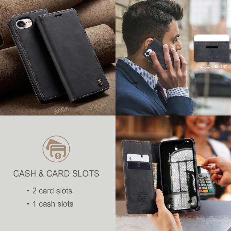 For iPhone 16e CaseMe 013 Multifunctional Horizontal Flip Leather Phone Case(Black) by CaseMe