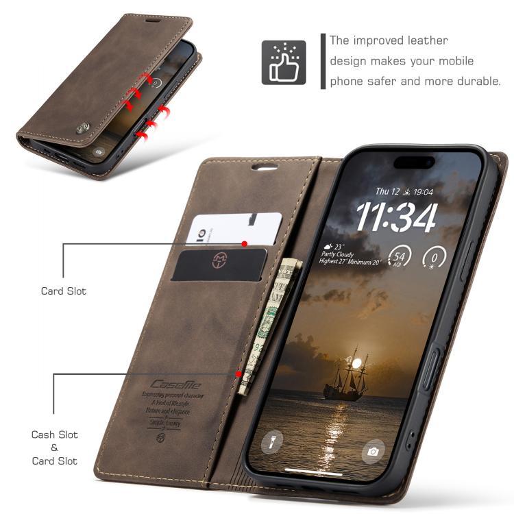 For iPhone 17 Pro CaseMe 013 Multifunctional Horizontal Flip Leather Phone Case(Coffee) by CaseMe