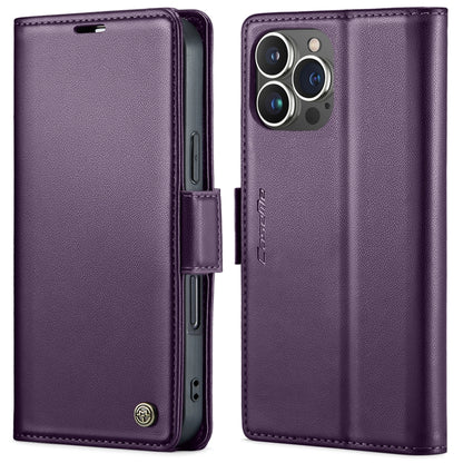 For iPhone 16 Pro Max CaseMe 023 Butterfly Buckle Litchi Texture RFID Anti-theft Leather Phone Case(Purple) by CaseMe
