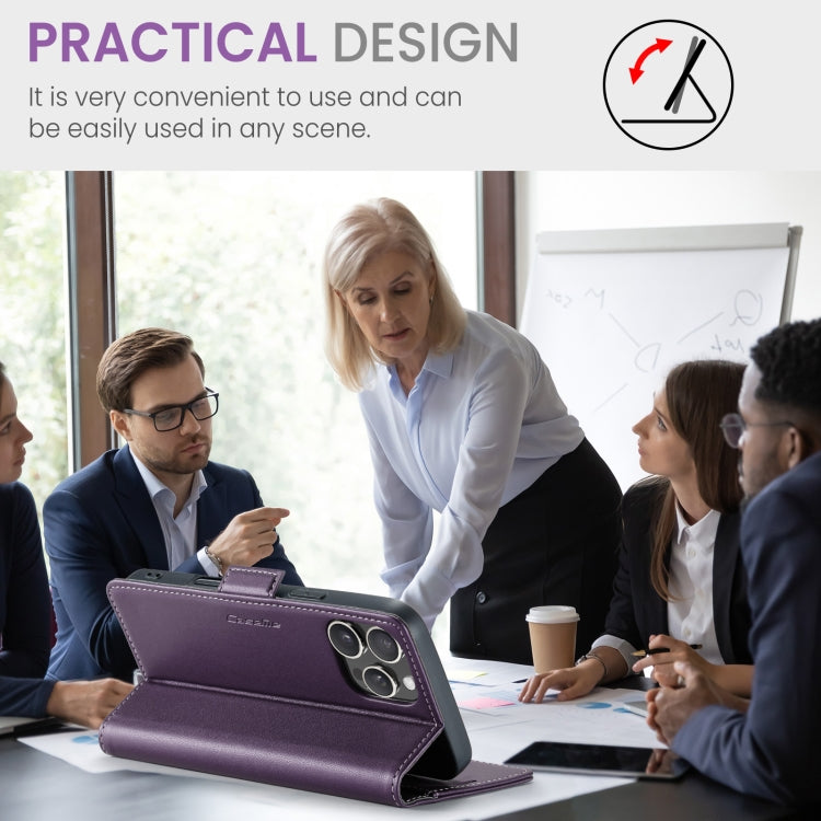 For iPhone 16 Pro CaseMe 023 Butterfly Buckle Litchi Texture RFID Anti-theft Leather Phone Case(Purple) by CaseMe