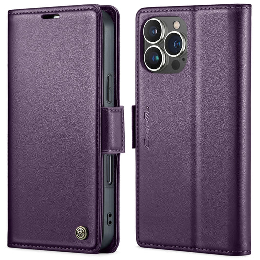 For iPhone 16 Pro CaseMe 023 Butterfly Buckle Litchi Texture RFID Anti-theft Leather Phone Case(Purple) by CaseMe