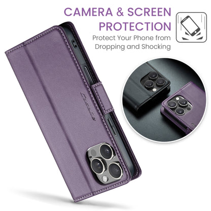 For iPhone 16 Pro CaseMe 023 Butterfly Buckle Litchi Texture RFID Anti-theft Leather Phone Case(Purple) by CaseMe