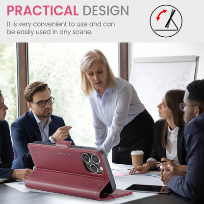 For iPhone 16 Pro CaseMe 023 Butterfly Buckle Litchi Texture RFID Anti-theft Leather Phone Case(Red) by CaseMe