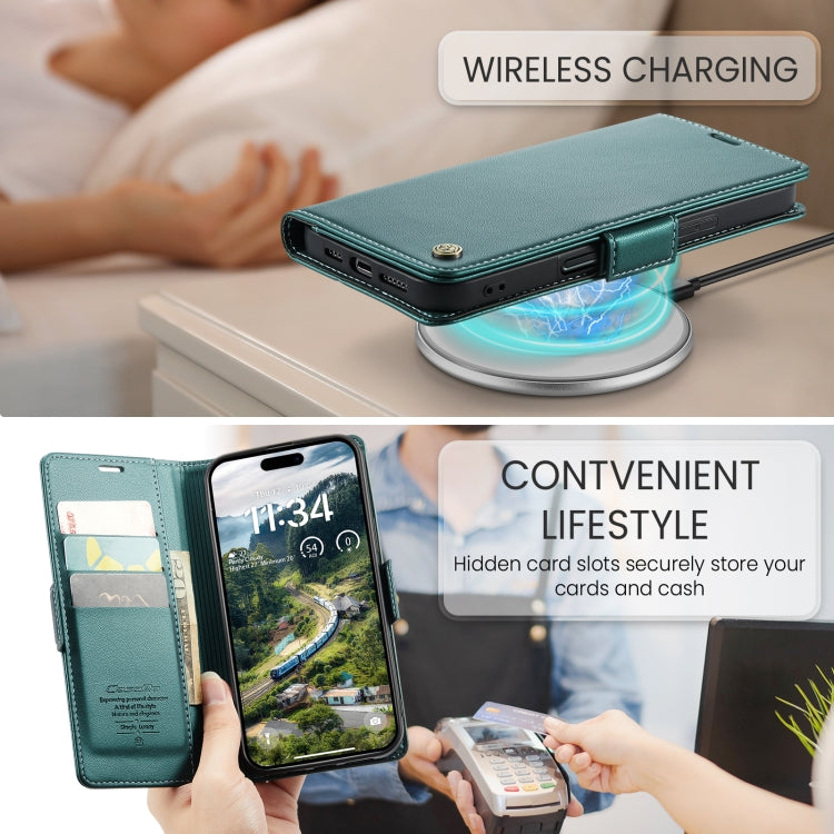 For iPhone 16 Pro CaseMe 023 Butterfly Buckle Litchi Texture RFID Anti-theft Leather Phone Case(Green) by CaseMe