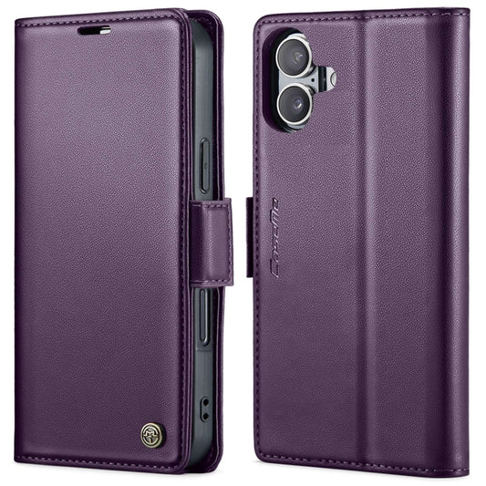 For iPhone 16 CaseMe 023 Butterfly Buckle Litchi Texture RFID Anti-theft Leather Phone Case(Purple) by CaseMe