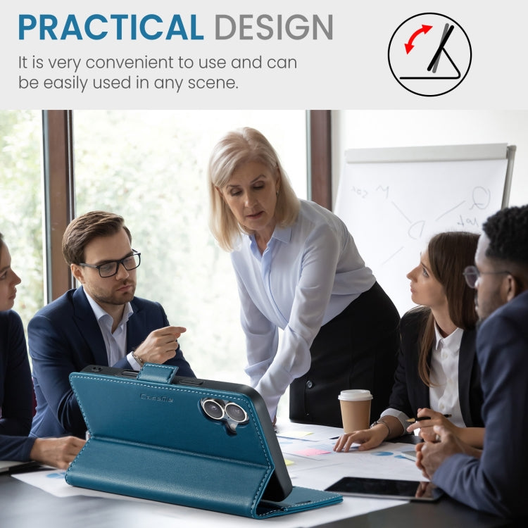 For iPhone 16 CaseMe 023 Butterfly Buckle Litchi Texture RFID Anti-theft Leather Phone Case(Blue) by CaseMe