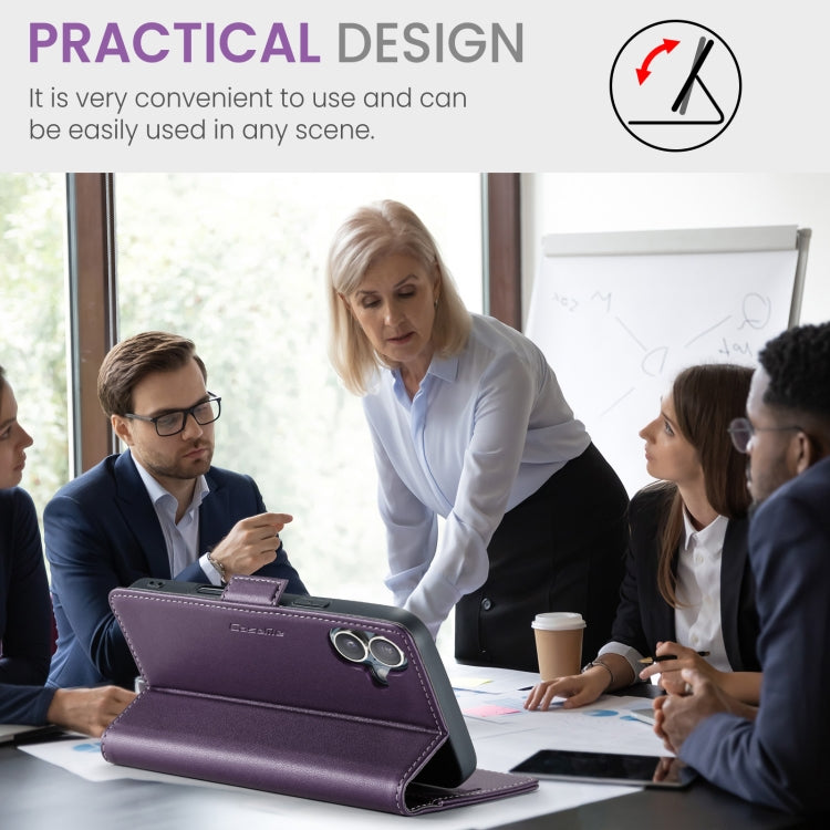 For iPhone 16 Plus CaseMe 023 Butterfly Buckle Litchi Texture RFID Anti-theft Leather Phone Case(Purple) by CaseMe