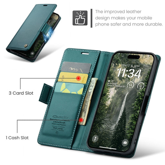 For iPhone 16 Plus CaseMe 023 Butterfly Buckle Litchi Texture RFID Anti-theft Leather Phone Case(Green) by CaseMe