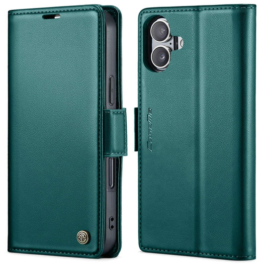 For iPhone 16 Plus CaseMe 023 Butterfly Buckle Litchi Texture RFID Anti-theft Leather Phone Case(Green) by CaseMe