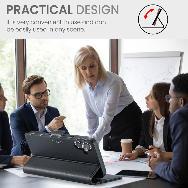 For iPhone 16 Plus CaseMe 023 Butterfly Buckle Litchi Texture RFID Anti-theft Leather Phone Case(Black) by CaseMe