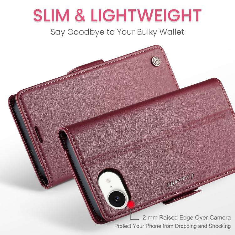 For iPhone 16e CaseMe 023 Butterfly Buckle Litchi Texture RFID Anti-theft Leather Phone Case(Red) by CaseMe