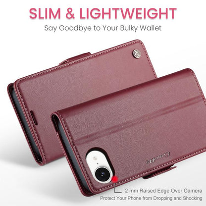 For iPhone 16e CaseMe 023 Butterfly Buckle Litchi Texture RFID Anti-theft Leather Phone Case(Red) by CaseMe
