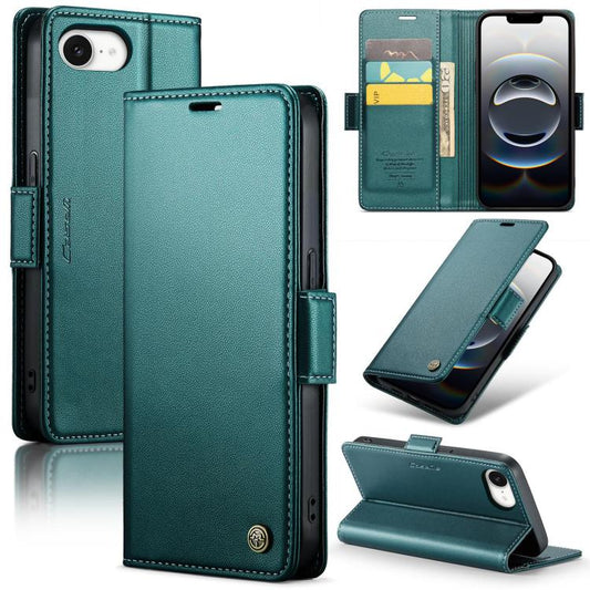 For iPhone 16e CaseMe 023 Butterfly Buckle Litchi Texture RFID Anti-theft Leather Phone Case(Green) by CaseMe