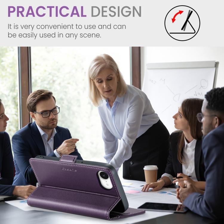 For iPhone 16e CaseMe 023 Butterfly Buckle Litchi Texture RFID Anti-theft Leather Phone Case(Purple) by CaseMe