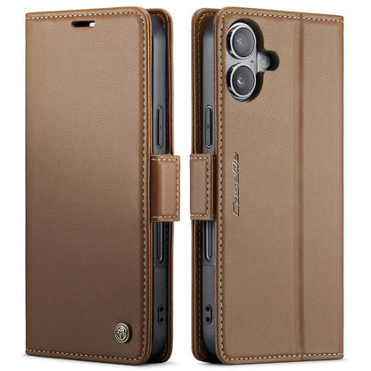 For iPhone 17 CaseMe 023 Butterfly Buckle Litchi Texture RFID Anti-theft Leather Phone Case(Brown) by CaseMe