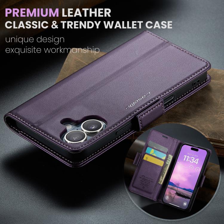 For iPhone 17 CaseMe 023 Butterfly Buckle Litchi Texture RFID Anti-theft Leather Phone Case(Purple) by CaseMe