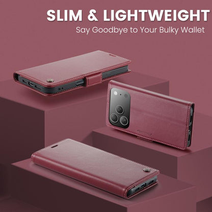 For iPhone 17 Pro CaseMe 023 Butterfly Buckle Litchi Texture RFID Anti-theft Leather Phone Case(Red) by CaseMe
