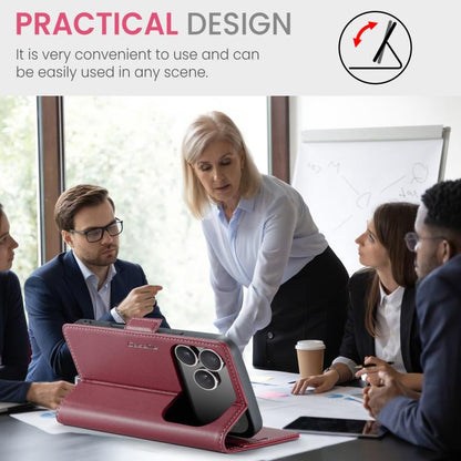 For iPhone 17 Pro CaseMe 023 Butterfly Buckle Litchi Texture RFID Anti-theft Leather Phone Case(Red) by CaseMe