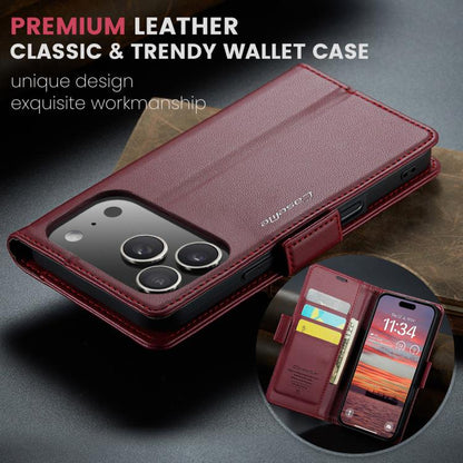 For iPhone 17 Pro CaseMe 023 Butterfly Buckle Litchi Texture RFID Anti-theft Leather Phone Case(Red) by CaseMe