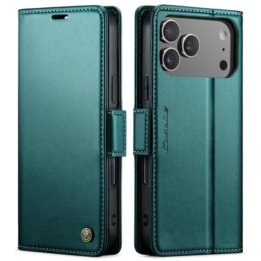 For iPhone 17 Pro CaseMe 023 Butterfly Buckle Litchi Texture RFID Anti-theft Leather Phone Case(Green) by CaseMe