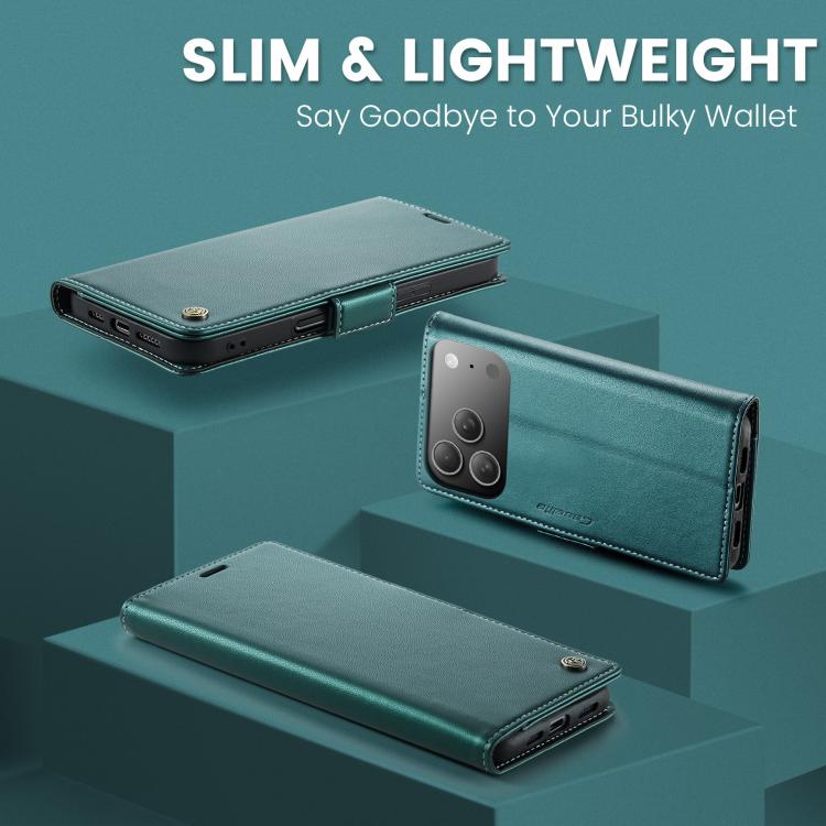 For iPhone 17 Pro CaseMe 023 Butterfly Buckle Litchi Texture RFID Anti-theft Leather Phone Case(Green) by CaseMe