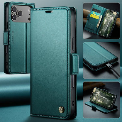 For iPhone 17 Pro CaseMe 023 Butterfly Buckle Litchi Texture RFID Anti-theft Leather Phone Case(Green) by CaseMe