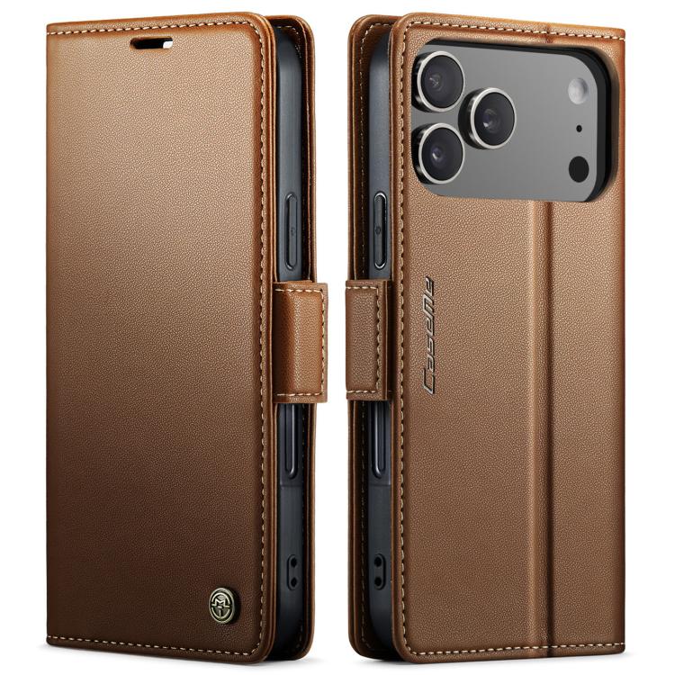 For iPhone 17 Pro CaseMe 023 Butterfly Buckle Litchi Texture RFID Anti-theft Leather Phone Case(Brown) by CaseMe