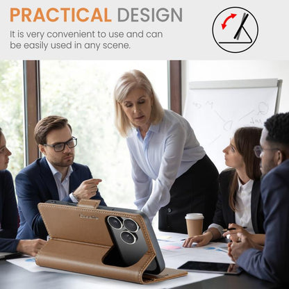 For iPhone 17 Pro CaseMe 023 Butterfly Buckle Litchi Texture RFID Anti-theft Leather Phone Case(Brown) by CaseMe