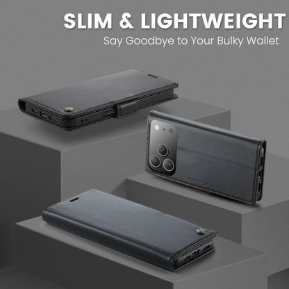 For iPhone 17 Pro CaseMe 023 Butterfly Buckle Litchi Texture RFID Anti-theft Leather Phone Case(Black) by CaseMe