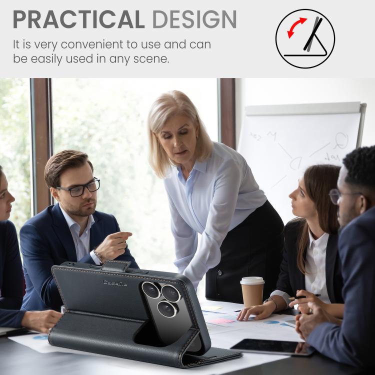 For iPhone 17 Pro CaseMe 023 Butterfly Buckle Litchi Texture RFID Anti-theft Leather Phone Case(Black) by CaseMe