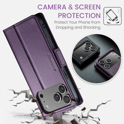 For iPhone 17 Pro CaseMe 023 Butterfly Buckle Litchi Texture RFID Anti-theft Leather Phone Case(Purple) by CaseMe