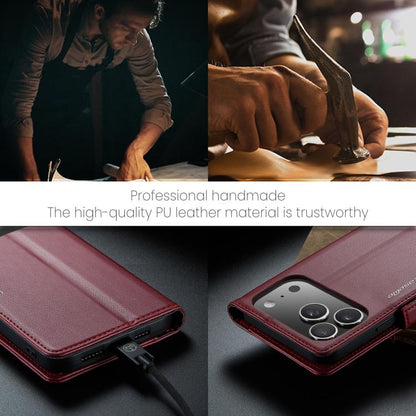 For iPhone 17 Pro Max CaseMe 023 Butterfly Buckle Litchi Texture RFID Anti-theft Leather Phone Case(Red) by CaseMe