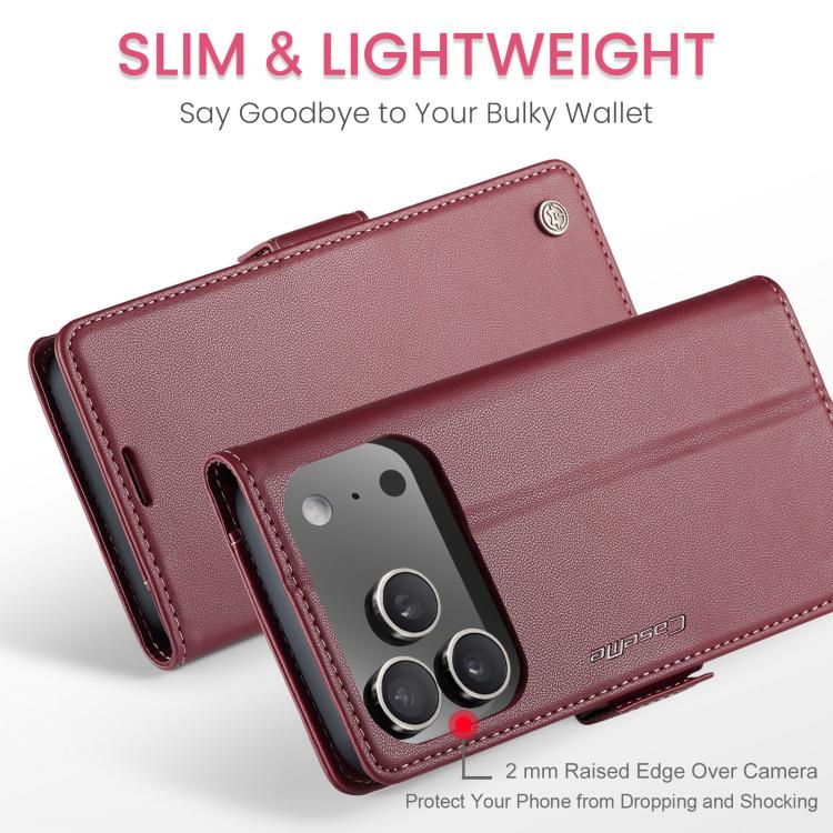 For iPhone 17 Pro Max CaseMe 023 Butterfly Buckle Litchi Texture RFID Anti-theft Leather Phone Case(Red) by CaseMe
