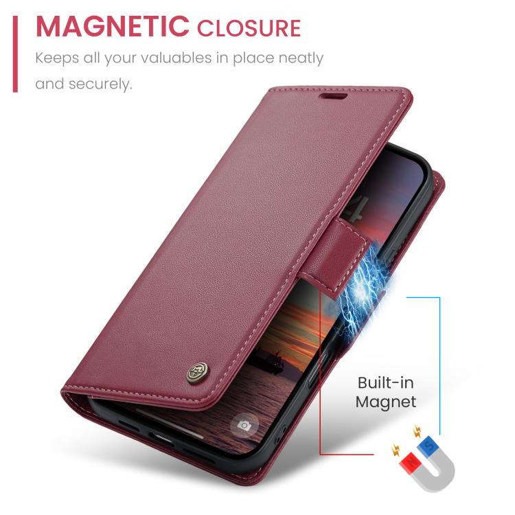 For iPhone 17 Pro Max CaseMe 023 Butterfly Buckle Litchi Texture RFID Anti-theft Leather Phone Case(Red) by CaseMe