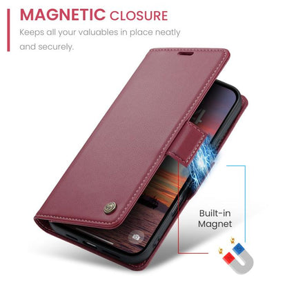 For iPhone 17 Pro Max CaseMe 023 Butterfly Buckle Litchi Texture RFID Anti-theft Leather Phone Case(Red) by CaseMe