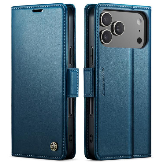 For iPhone 17 Pro Max CaseMe 023 Butterfly Buckle Litchi Texture RFID Anti-theft Leather Phone Case(Blue) by CaseMe