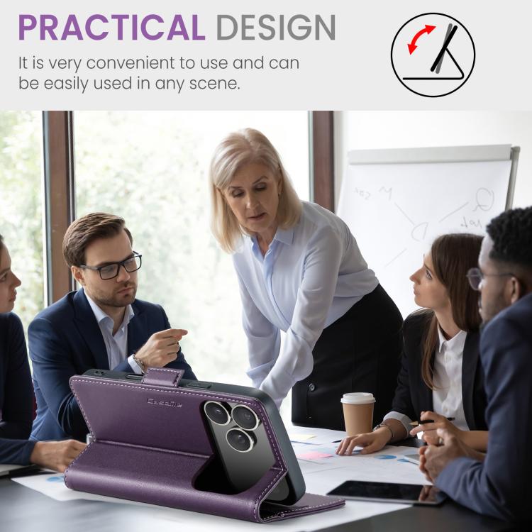 For iPhone 17 Pro Max CaseMe 023 Butterfly Buckle Litchi Texture RFID Anti-theft Leather Phone Case(Purple) by CaseMe