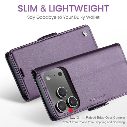 For iPhone 17 Pro Max CaseMe 023 Butterfly Buckle Litchi Texture RFID Anti-theft Leather Phone Case(Purple) by CaseMe