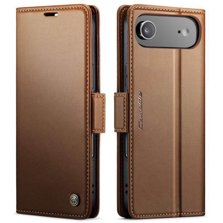 For iPhone Air CaseMe 023 Butterfly Buckle Litchi Texture RFID Anti-theft Leather Phone Case(Brown) by CaseMe